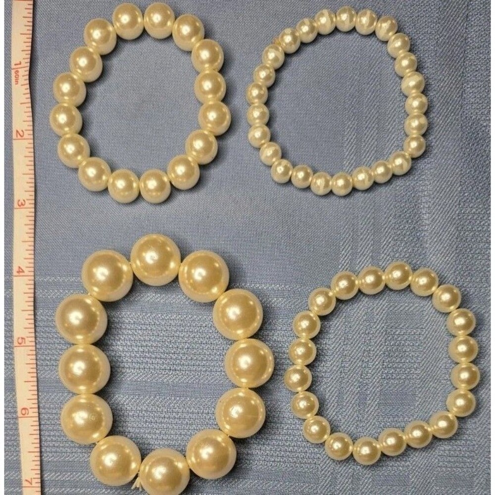 Lot of 4 Faux Pearl Stretch Bracelets